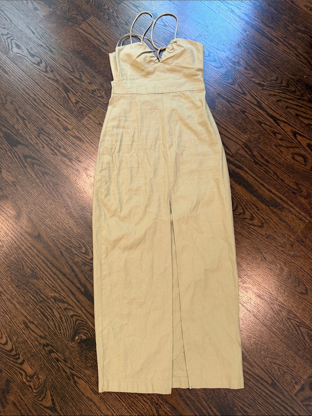 Zara Strapless Sweetheart Maxi Dress in Light Beige